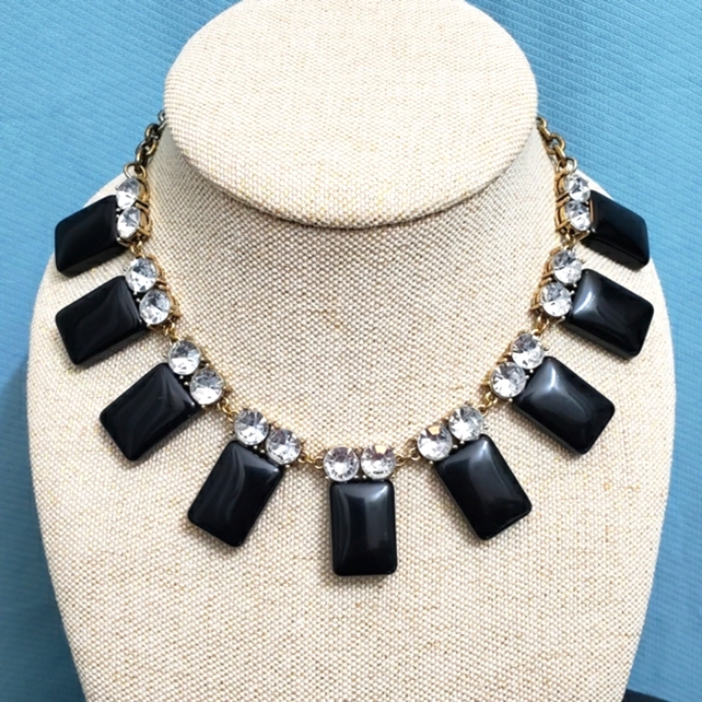 J. Crew Art Deco Black Tile Statement Necklace